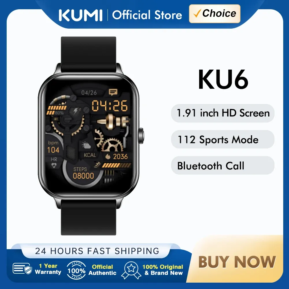 Kumi Ku6 &Amp; Ku6 Meta 1.91 Polegada Nfc Esporte Smartwatch Para Homens Mulheres Bluetooth - Taxa Inclusa